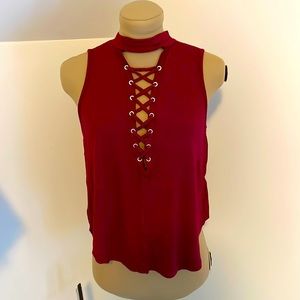 Criss Cross Front Red Top